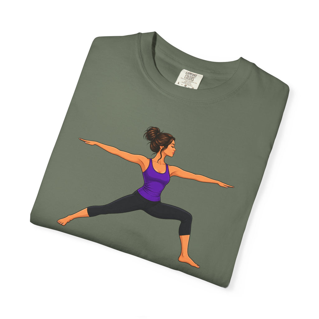 Yoga Warrior Pose T-Shirt | Woman in Virabhadrasana Illustration
