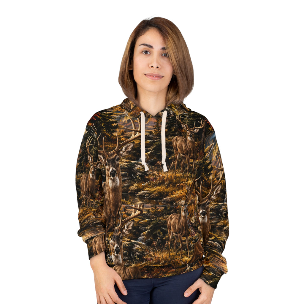 Majestic Deer Forest Scene Hoodie | All-Over Print