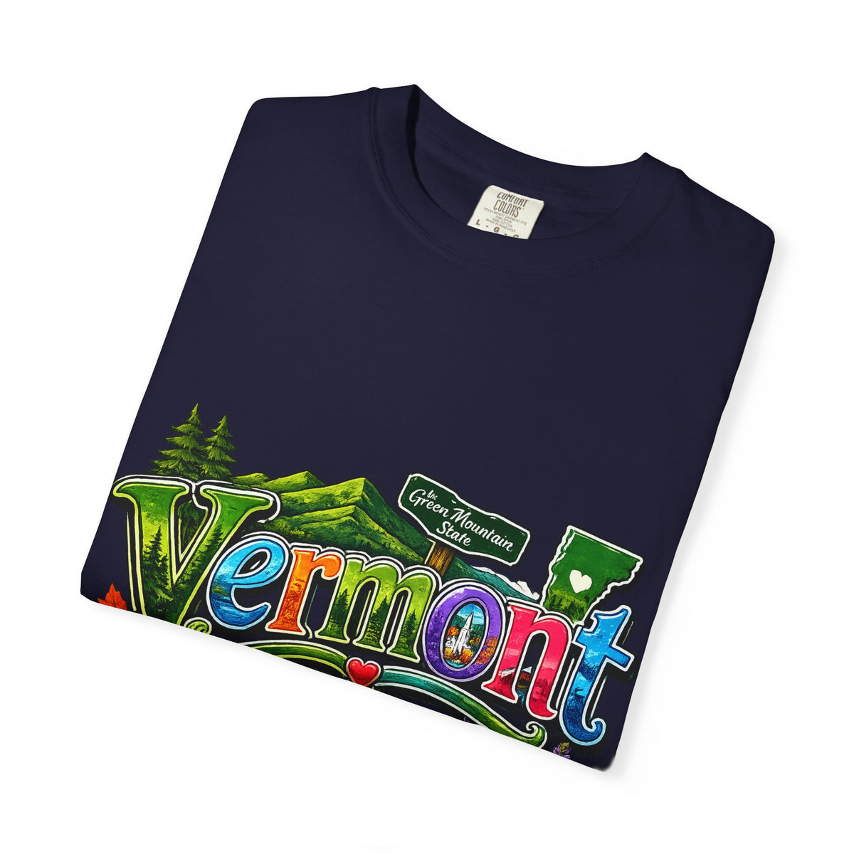 Vermont postcard collage T-shirt | State travel design