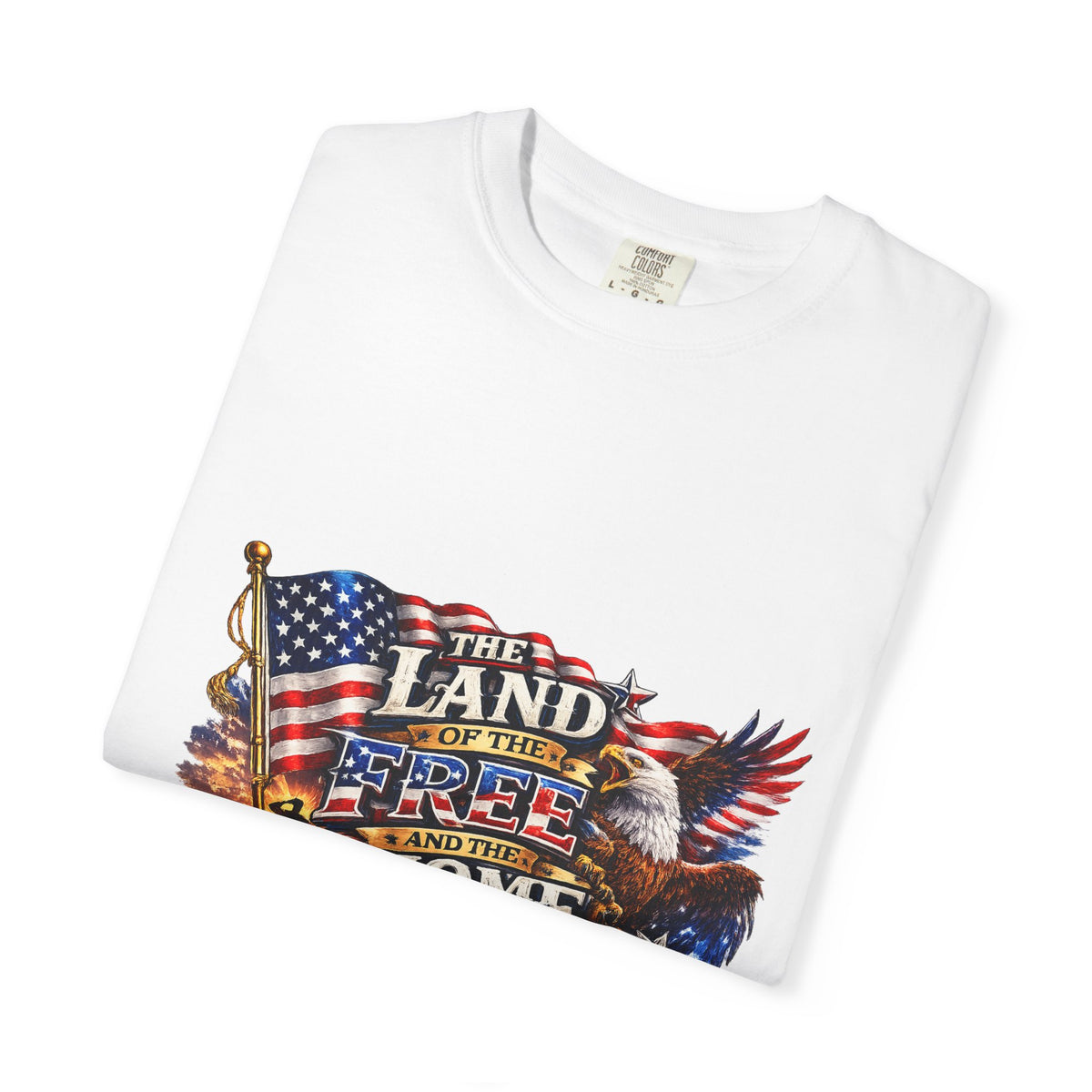 Land of the Free Home of the Brave T-Shirt | American Flag Eagle