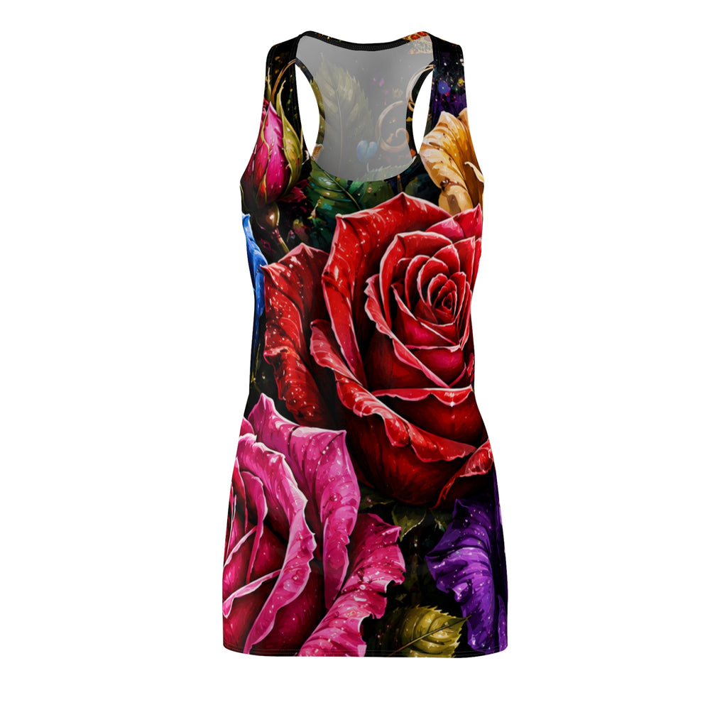 Vibrant Rose Garden Racerback Dress | Floral All-Over Print