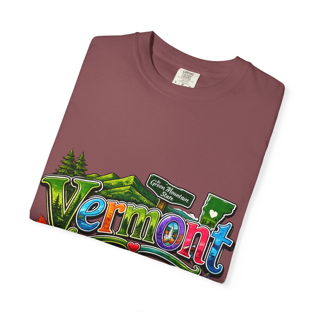 Vermont postcard collage T-shirt | State travel design