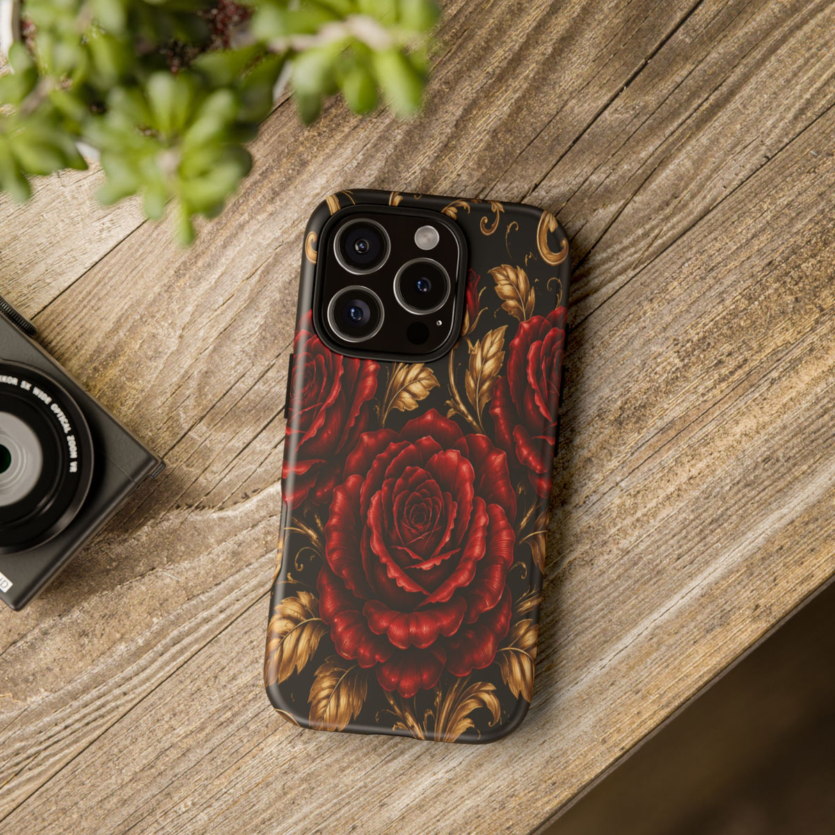 Tough Cases — Vintage Red Rose Floral Phone Case