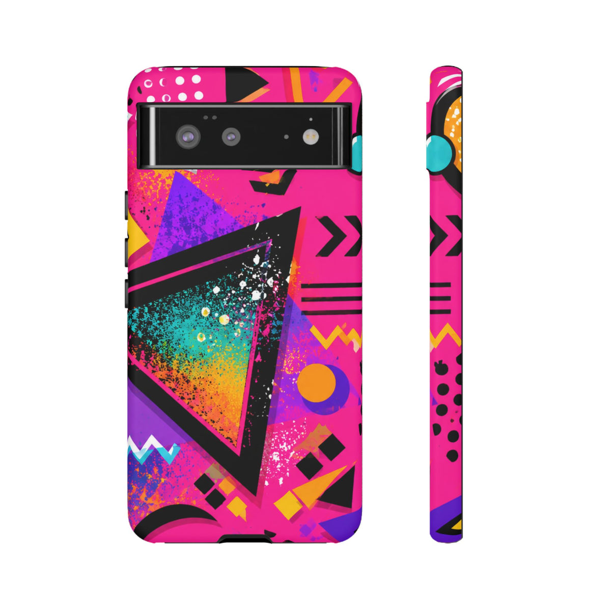 Retro 80s Geometric Phone Case — Neon Triangle Tough Case