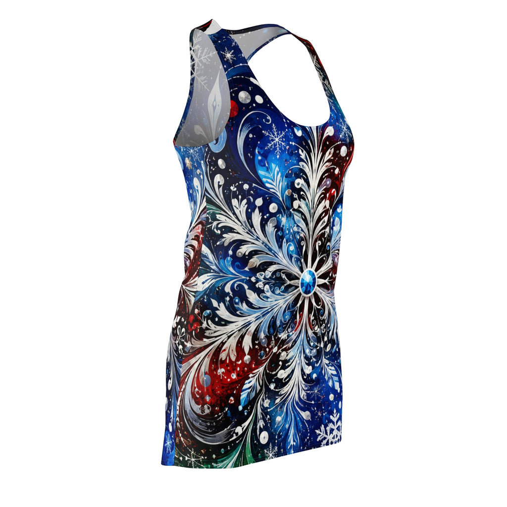 Racerback Dress - Festive Blue Snowflake All-Over Print