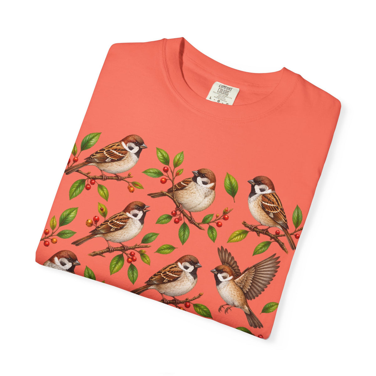 Sparrow Branches T-Shirt — Vintage Bird Illustration Tee for Bird Lovers & Nature Fans