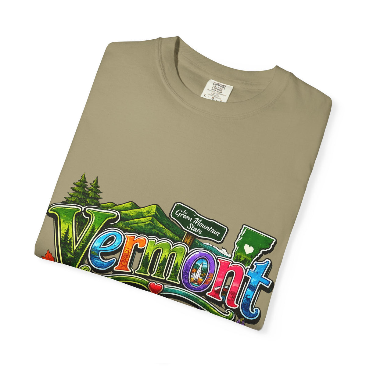 Vermont postcard collage T-shirt | State travel design