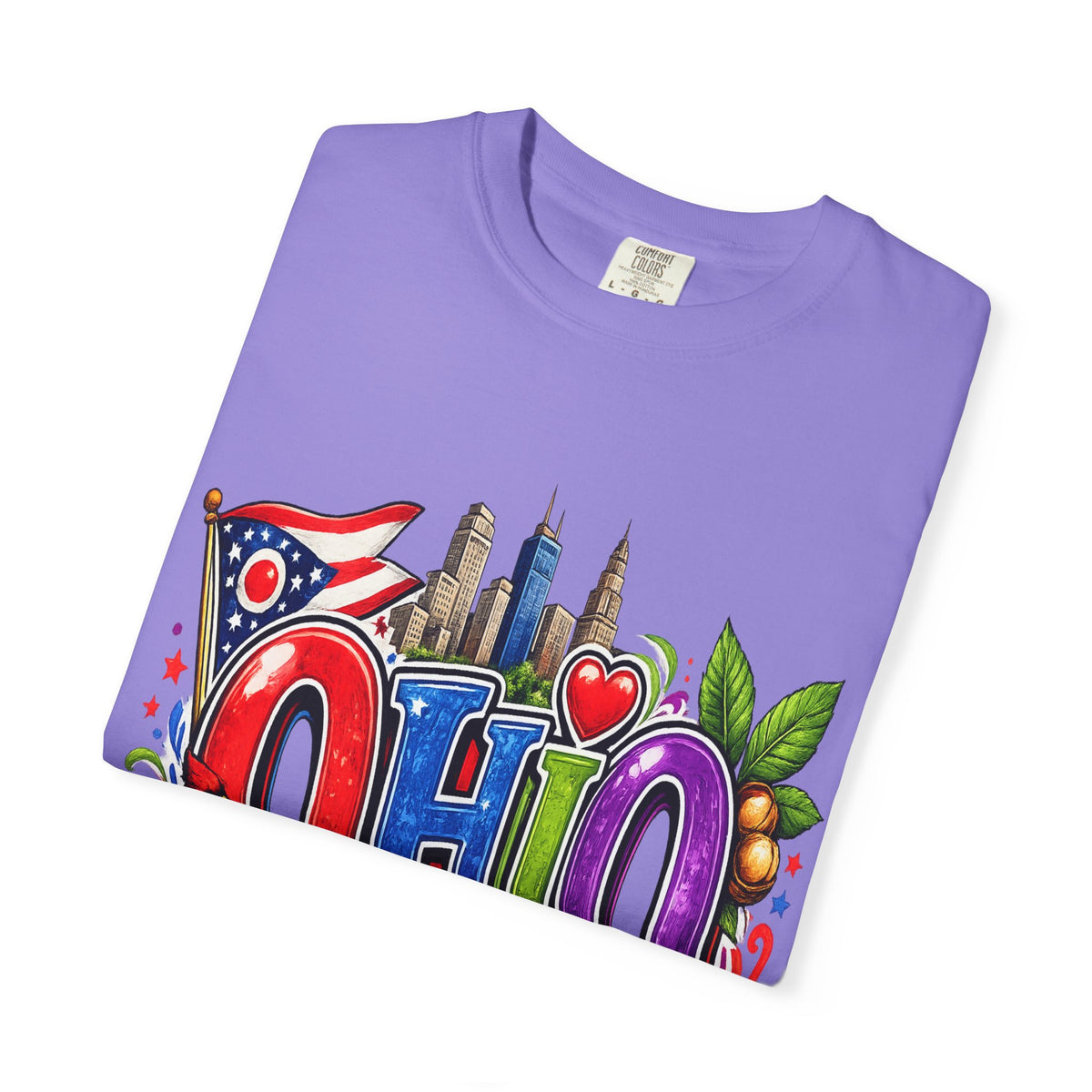 Ohio State Skyline Graphic T-shirt | State Flag Floral Design