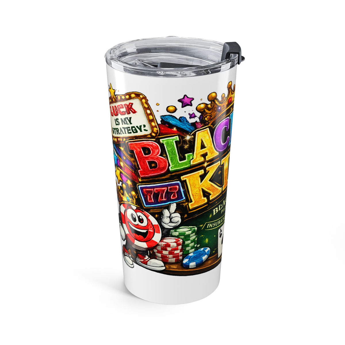 Blackjack King Tumbler 20oz | Casino Cards Chips Crown Design