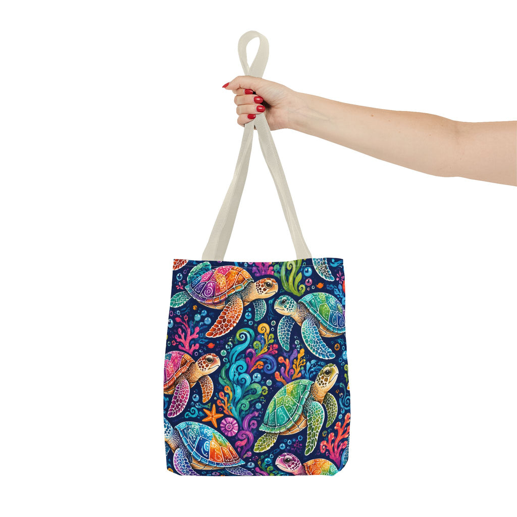 Colorful Sea Turtles Tote Bag — Vibrant Ocean Art Beach Tote