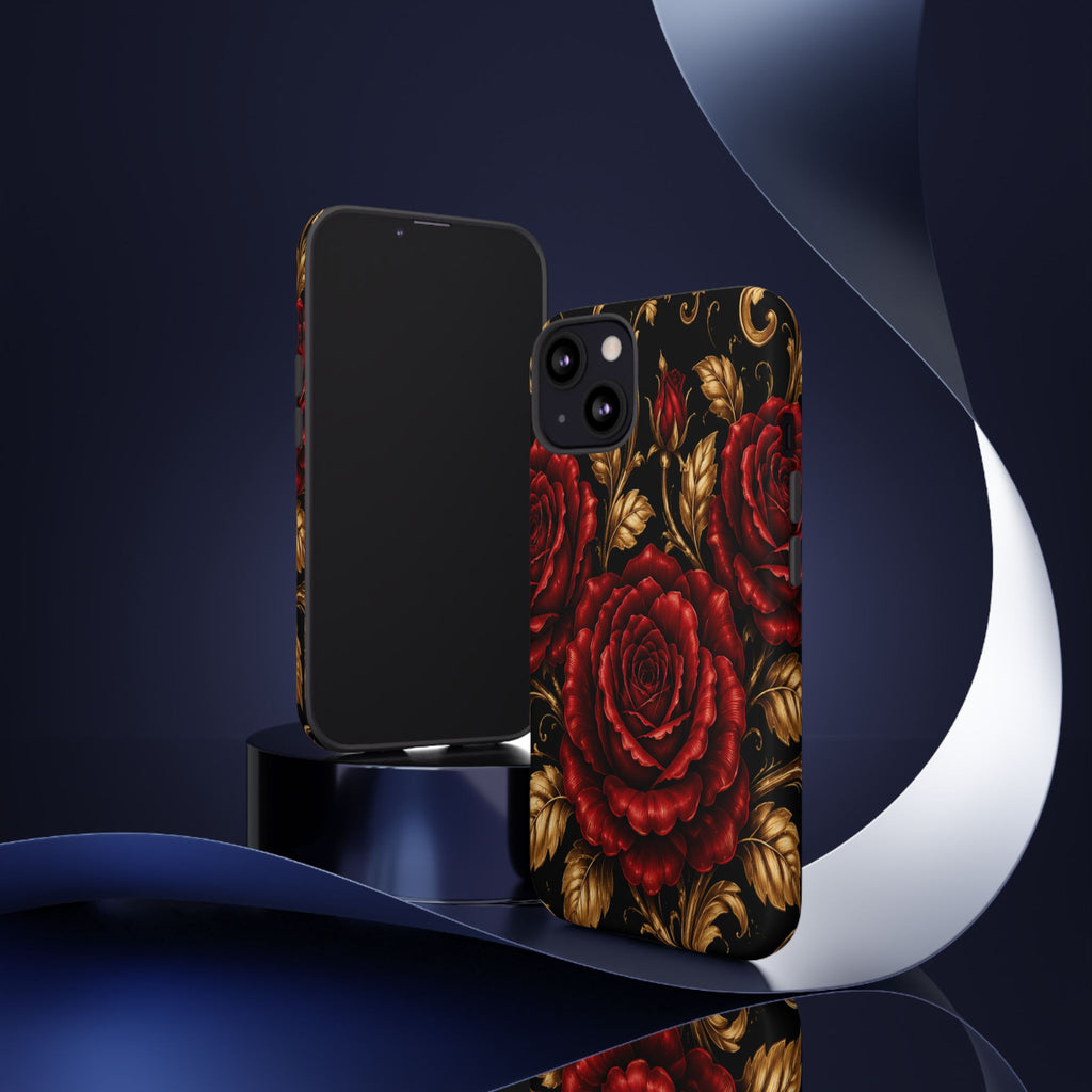 Tough Cases — Vintage Red Rose Floral Phone Case