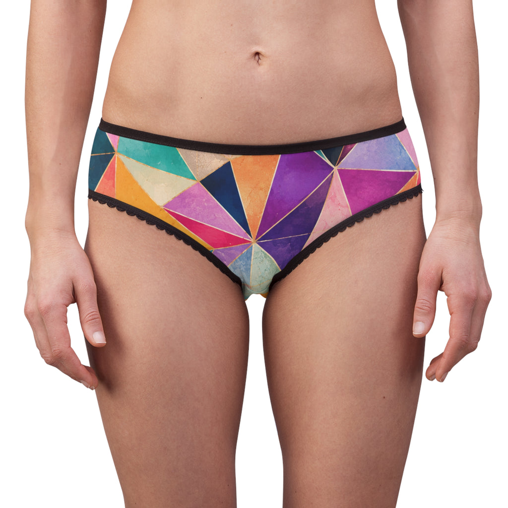 Colorful Geometric Women's Briefs — Vibrant Triangle Print All-Over Print