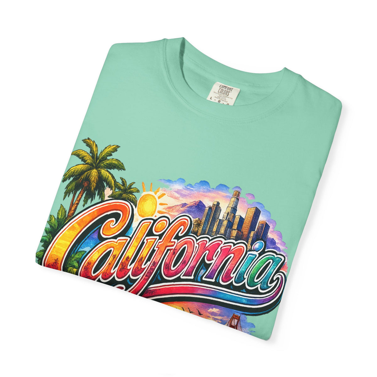 California Sunset Scenic T-shirt | Golden Gate Palm Beach Hibiscus