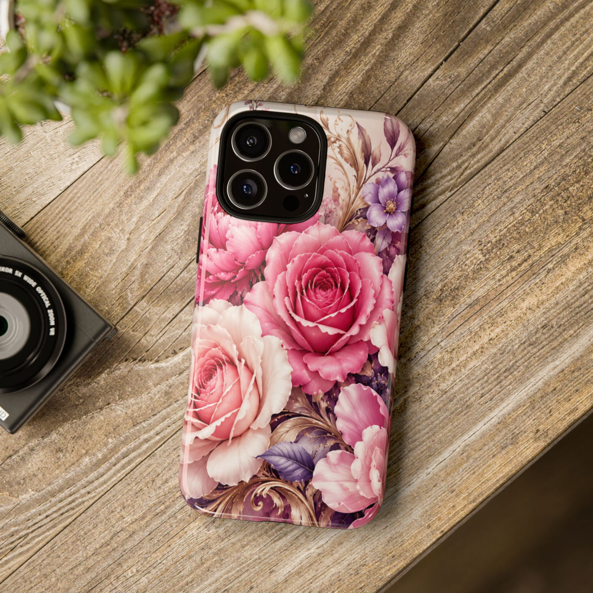 Pink Vintage Roses phone case | floral iPhone cover
