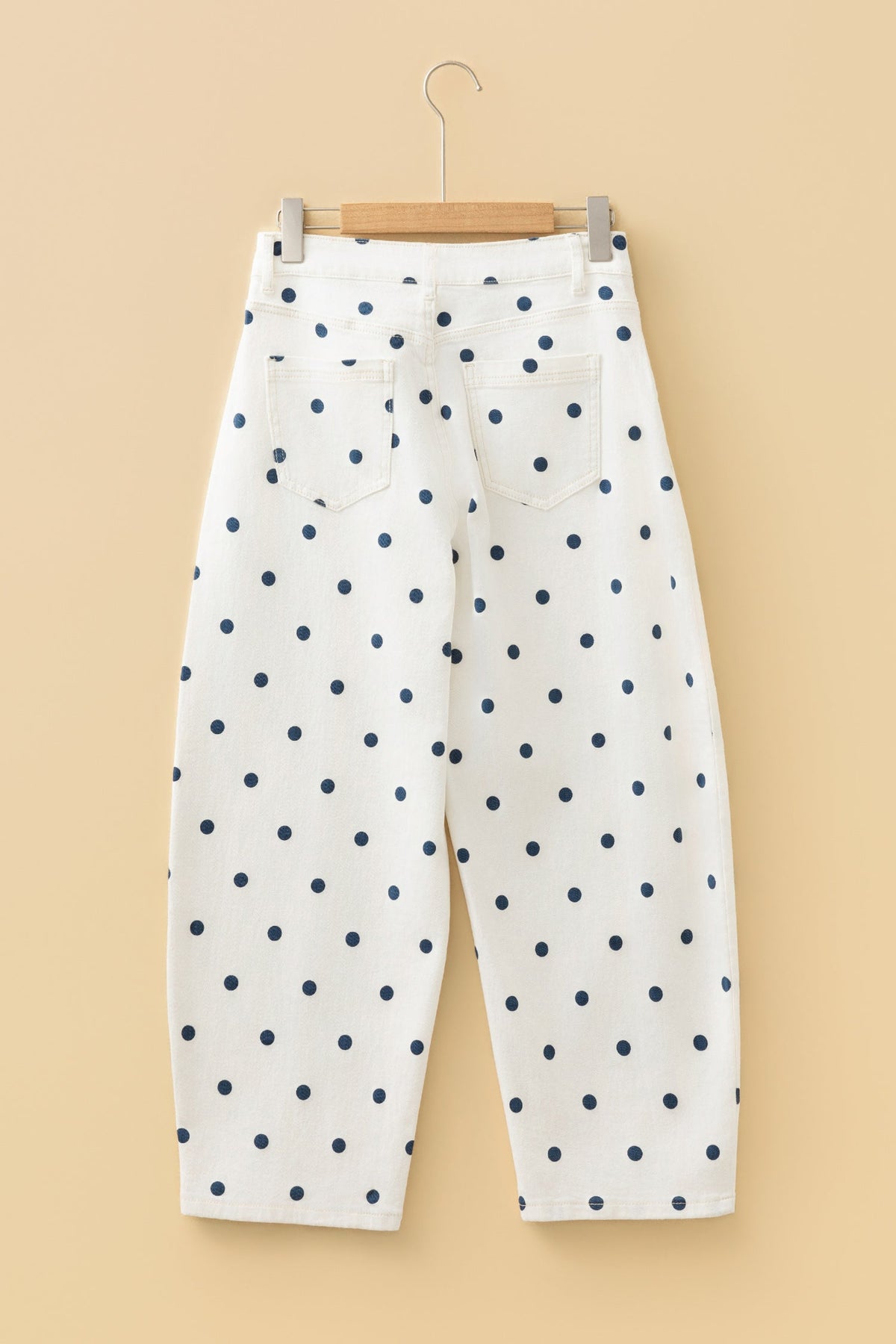 Polka Dot Tailored Seam Ankle Length Jeans