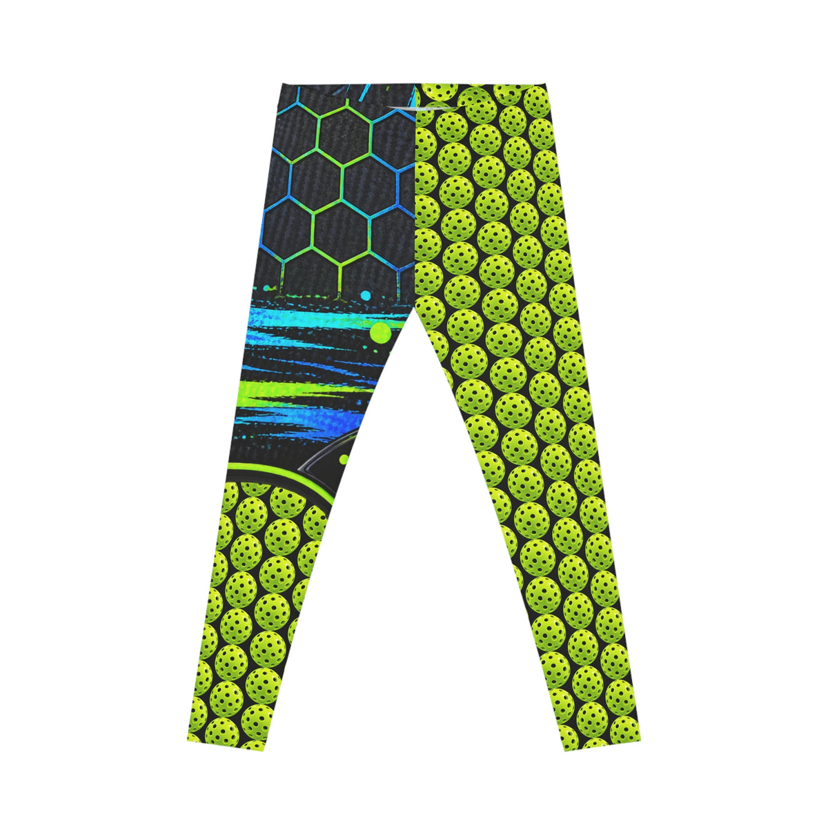 Pickleball Neon Hex Athletic Leggings – Lime Green Pop Art Print