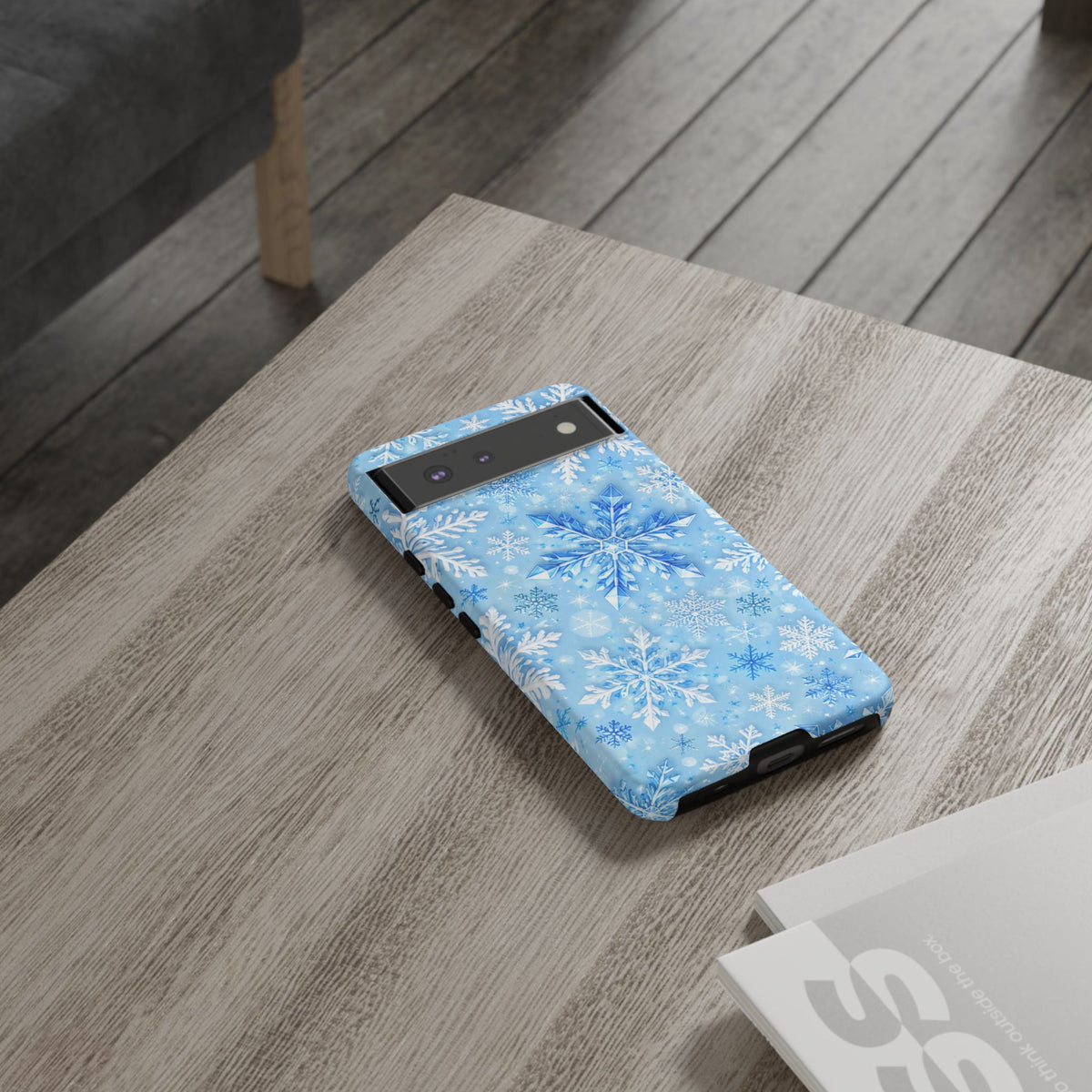 Winter Snowflake Tough Phone Case — Blue Holiday Protective Cover