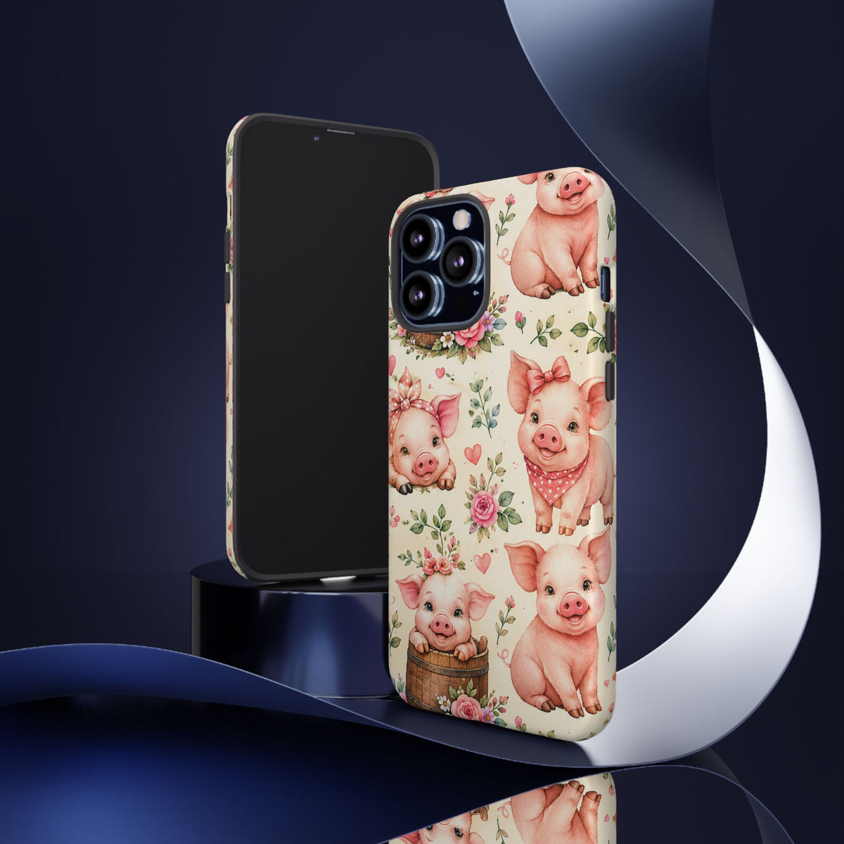 Cute Pink Piglet Phone Case — Vintage Floral Farm Animal iPhone Cover