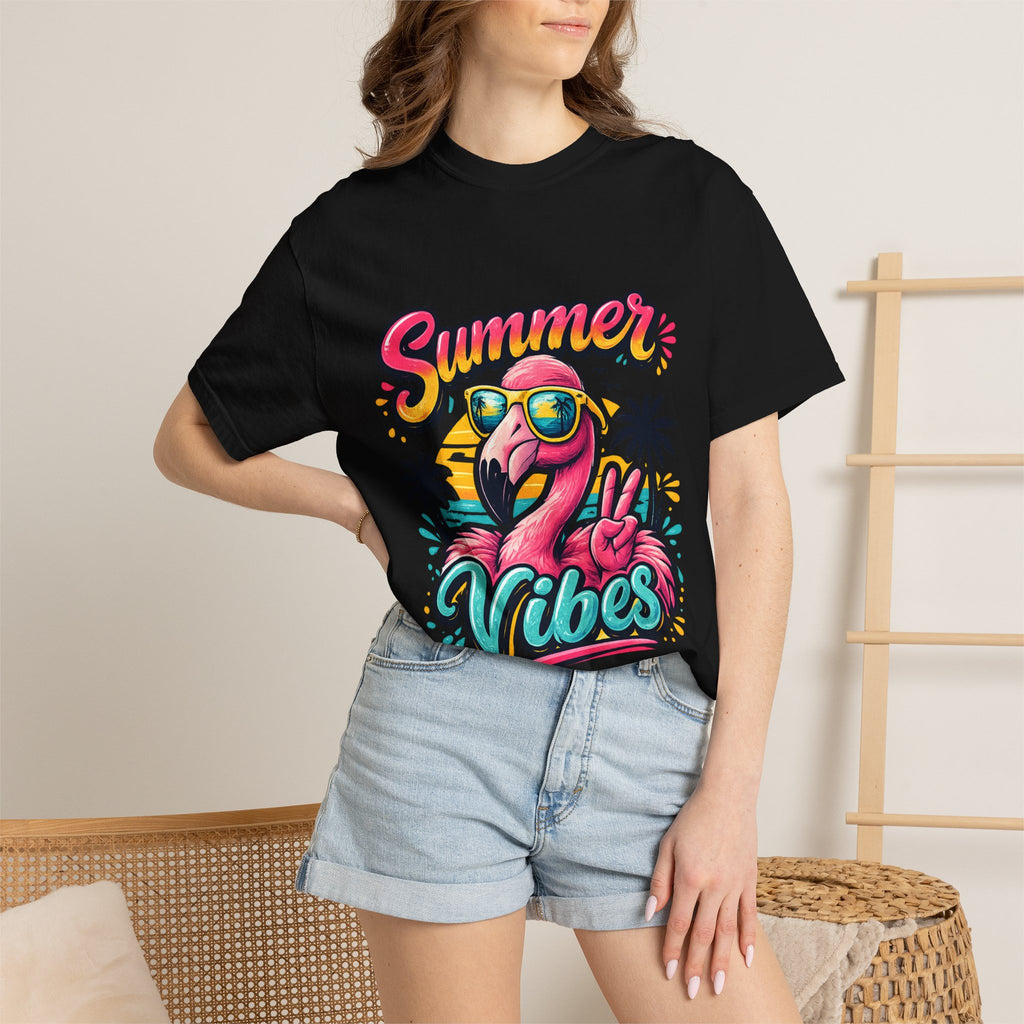 Summer Vibes Flamingo T-Shirt | Tropical Beach Graphic