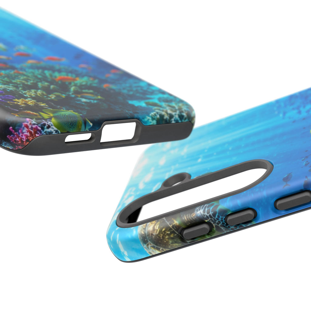 Underwater Ocean Life Tough Phone Case — Coral Reef & Sea Turtle Protective Cover