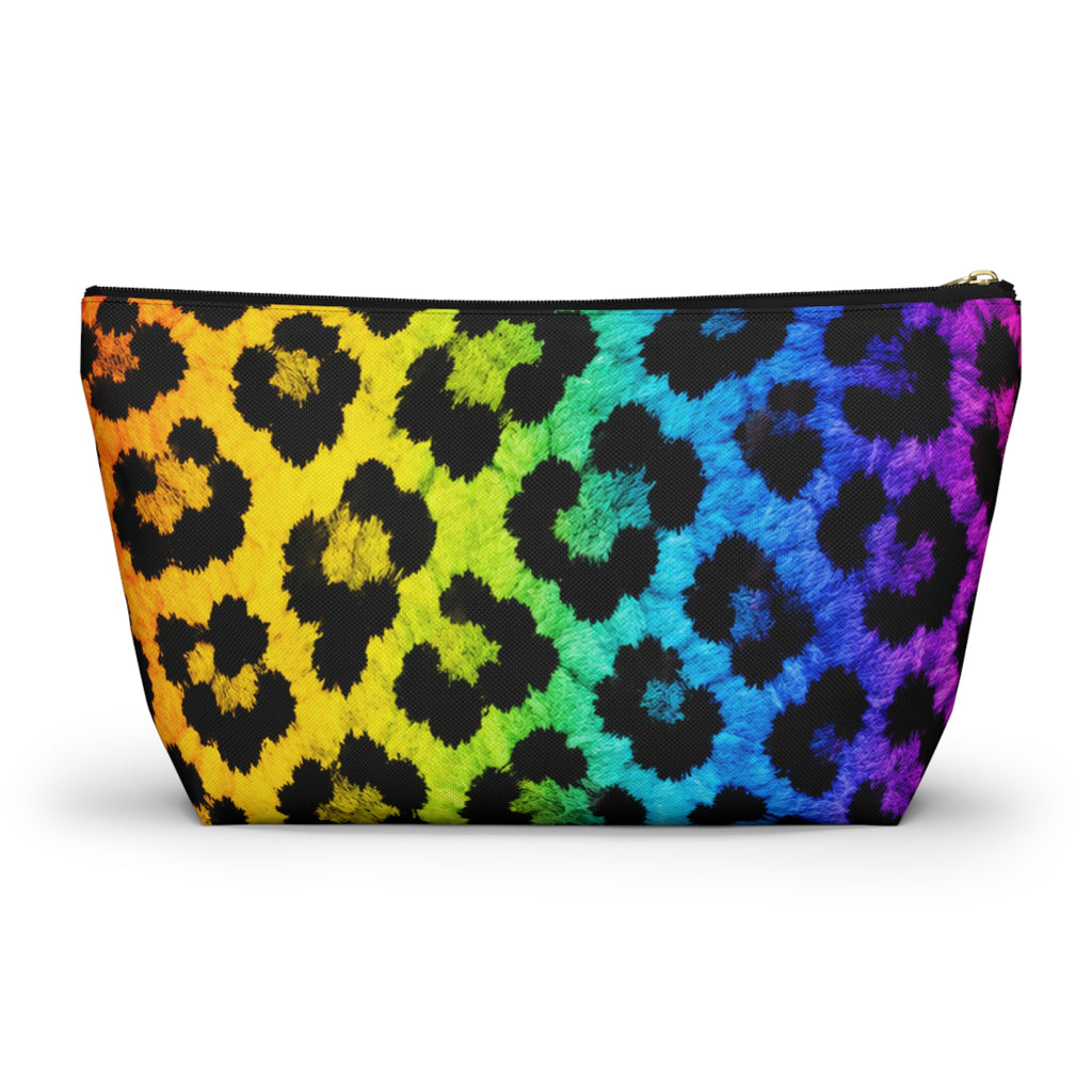 Rainbow Leopard Accessory Pouch — T‑Bottom Makeup Bag
