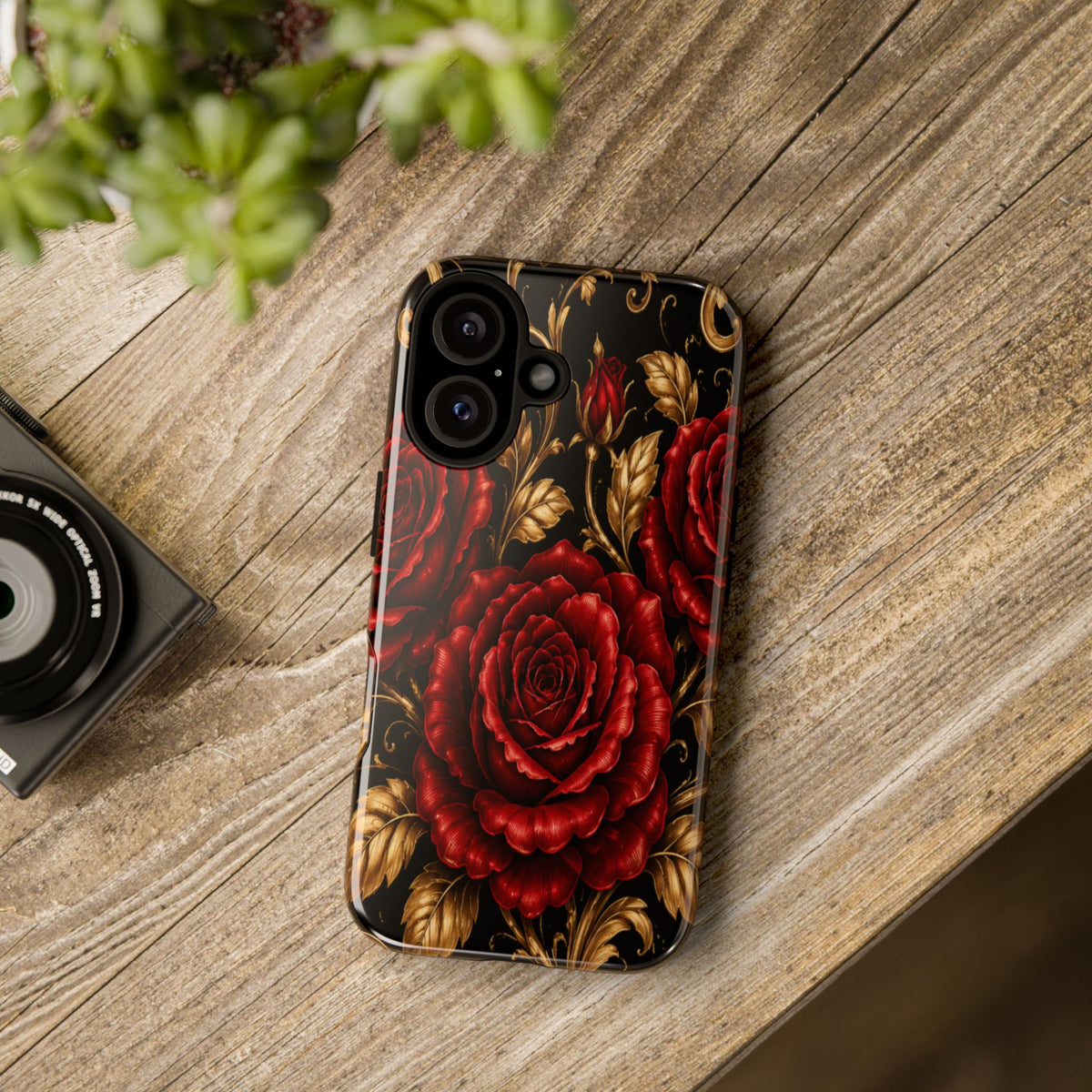 Tough Cases — Vintage Red Rose Floral Phone Case