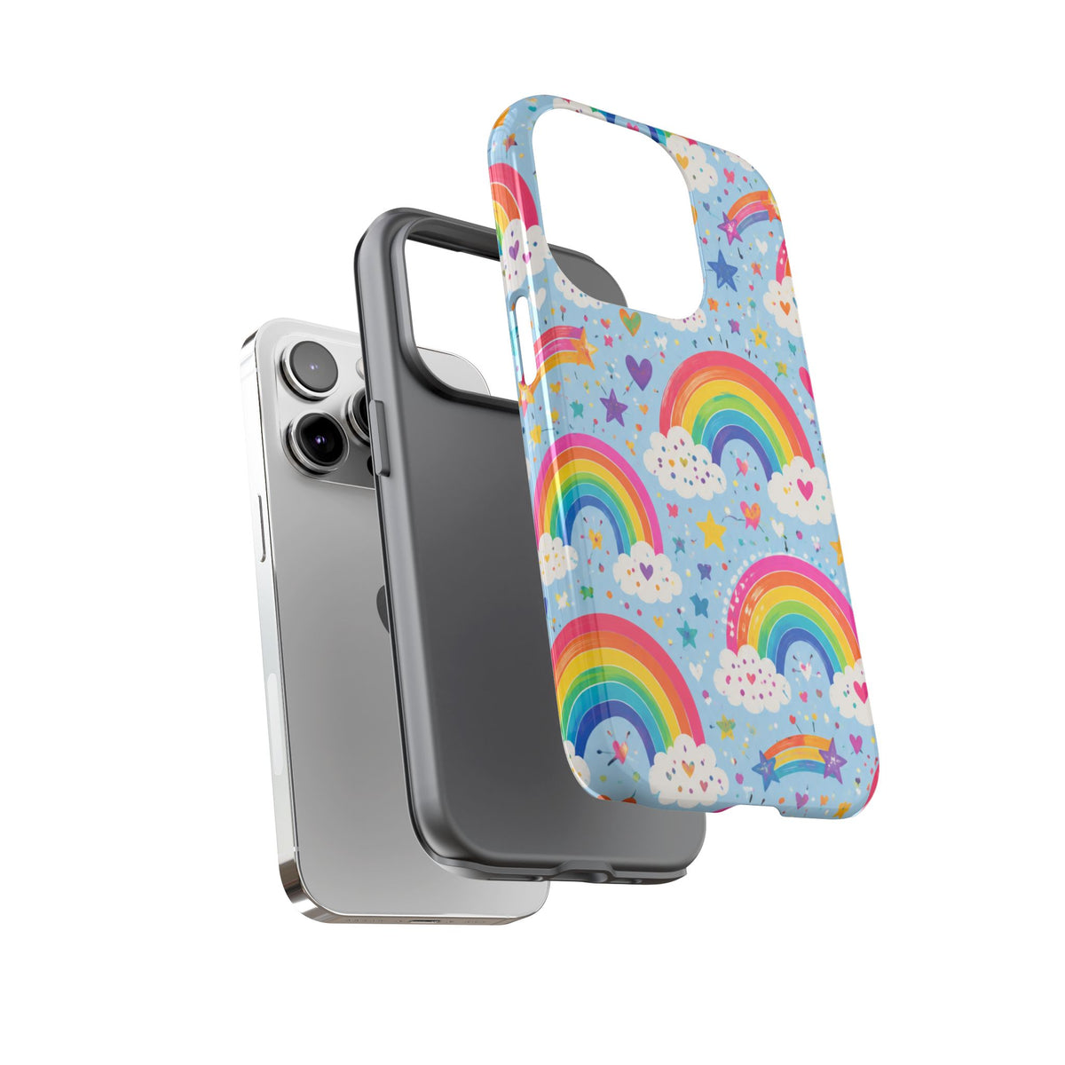 Rainbow Clouds Phone Case — Cute Pastel Rainbow Pattern Tough Case