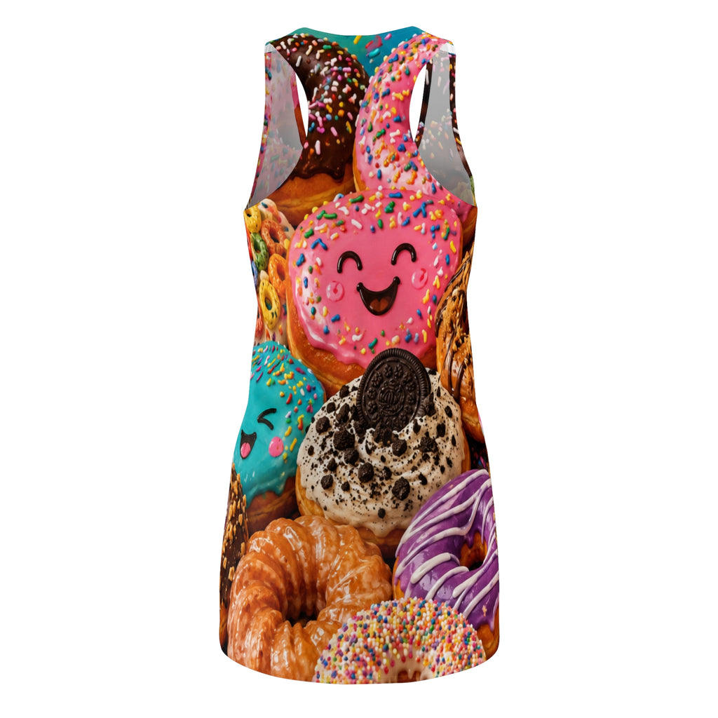 Cute Donut Pattern Racerback Dress | Colorful Donuts All-Over Print