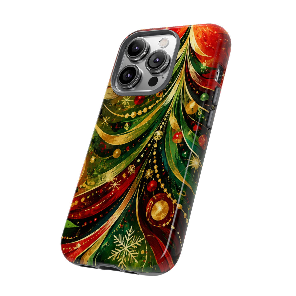 Christmas Tree Tough Phone Case — Festive Red & Green Holiday Phone Cover