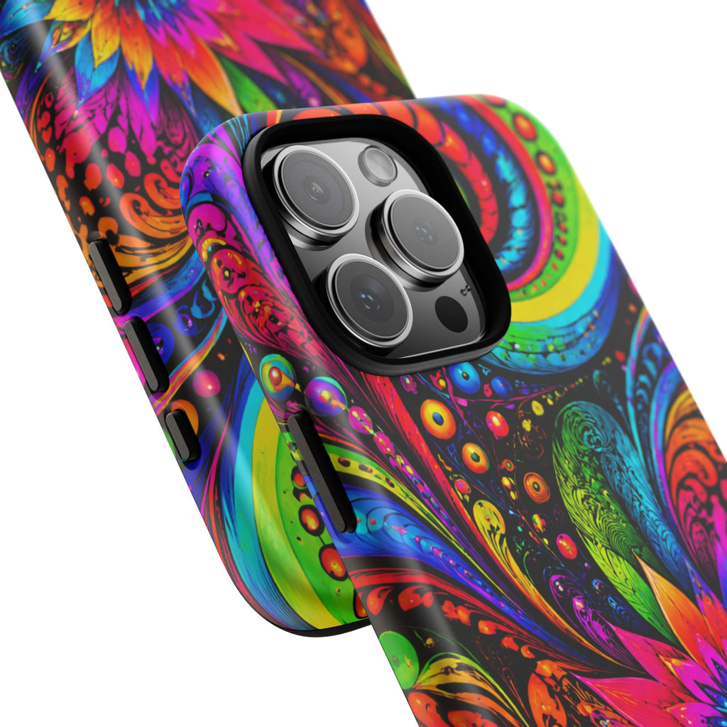 Psychedelic Floral Phone Case — Vibrant Swirl Tough Protective Cover