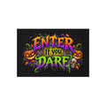 Outdoor Rug — "Enter If You Dare" Halloween Doormat with Pumpkins & Skull