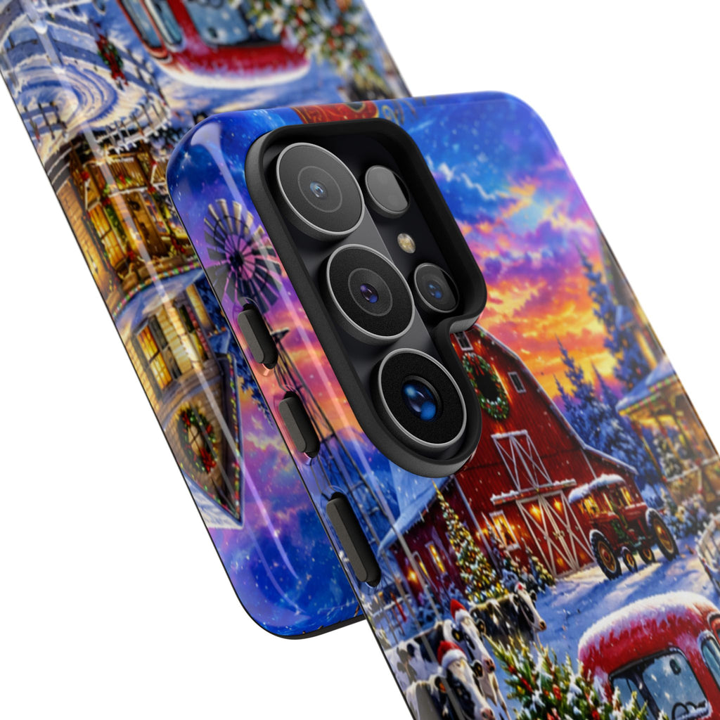 Christmas Farm Phone Case — Vintage Red Truck in Snowy Holiday Scene