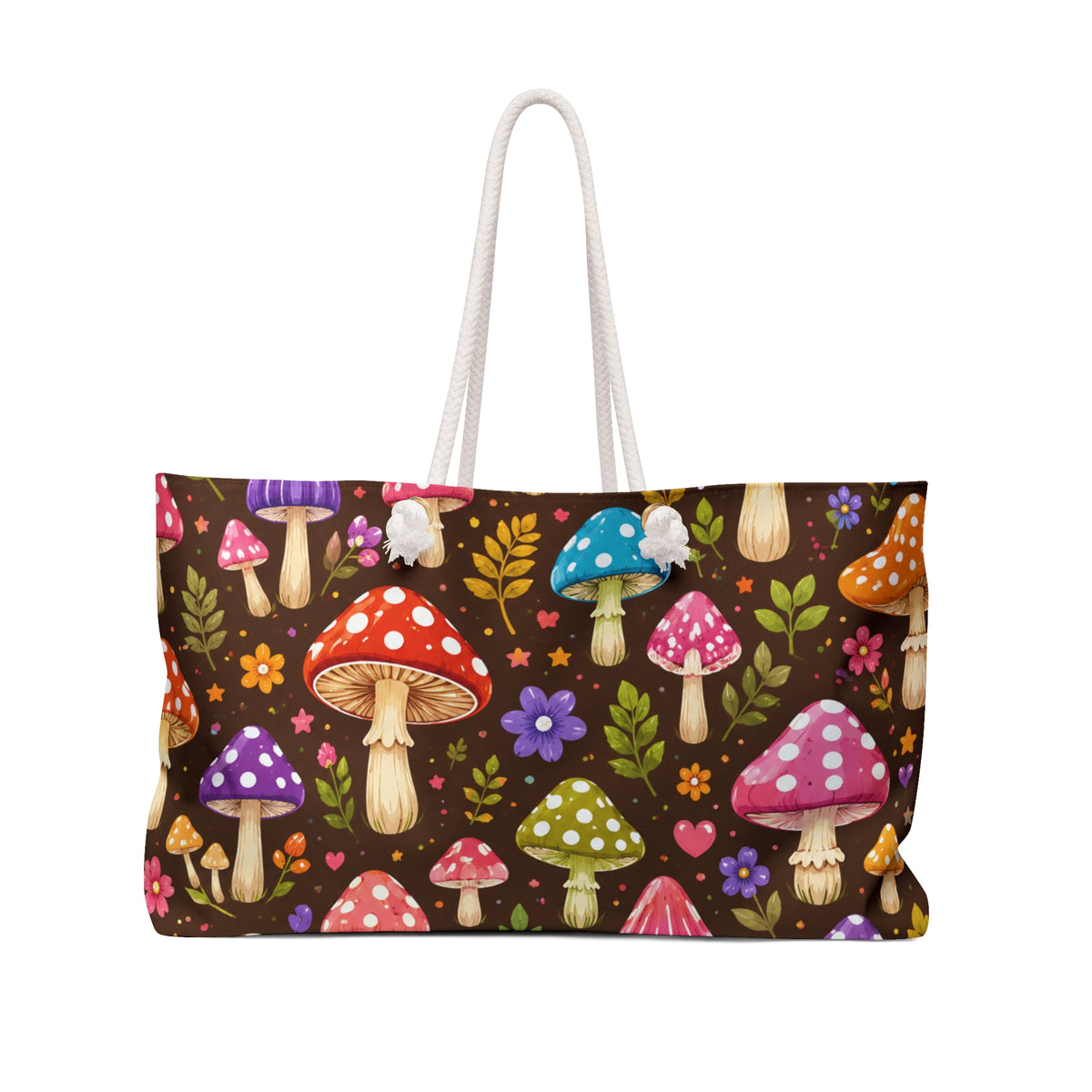 Whimsical Colorful Mushrooms Weekender Bag | Mushroom Tote