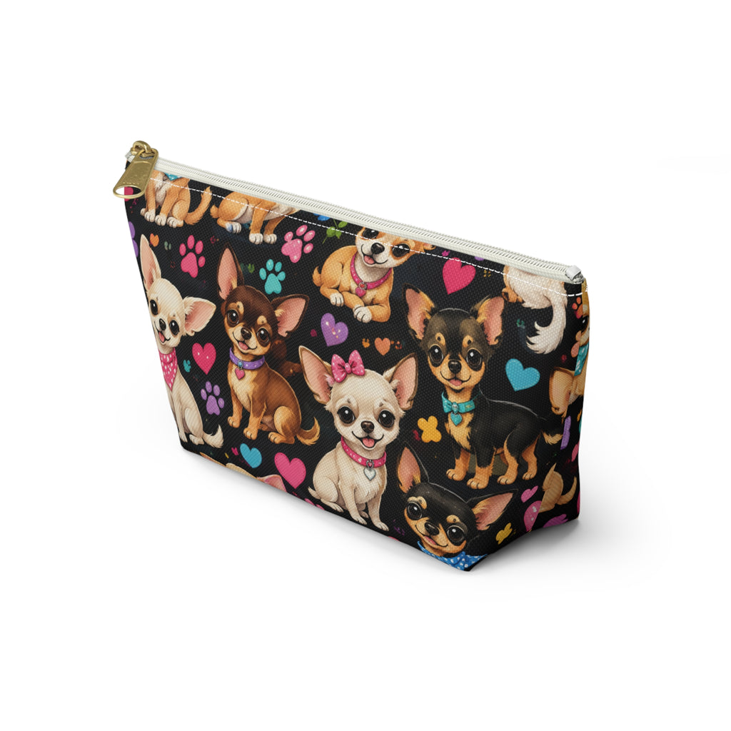 Chihuahua Pattern Accessory Pouch | T-Bottom Cosmetic Bag