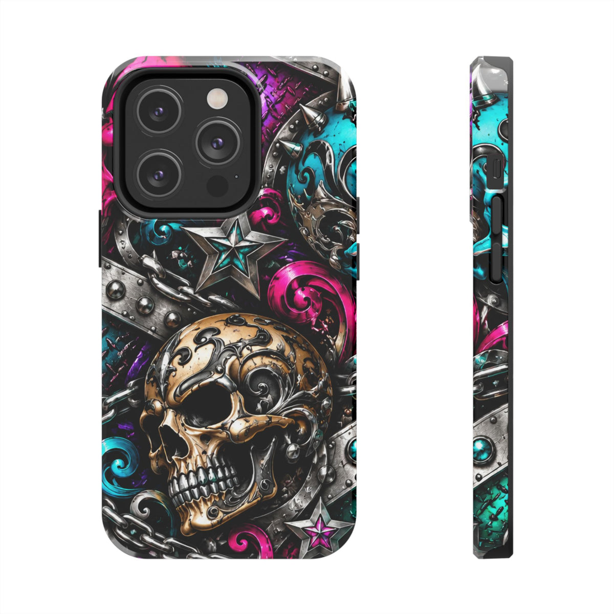 Skull & Stars Tough Phone Case | Colorful Gothic Skull Phone Case
