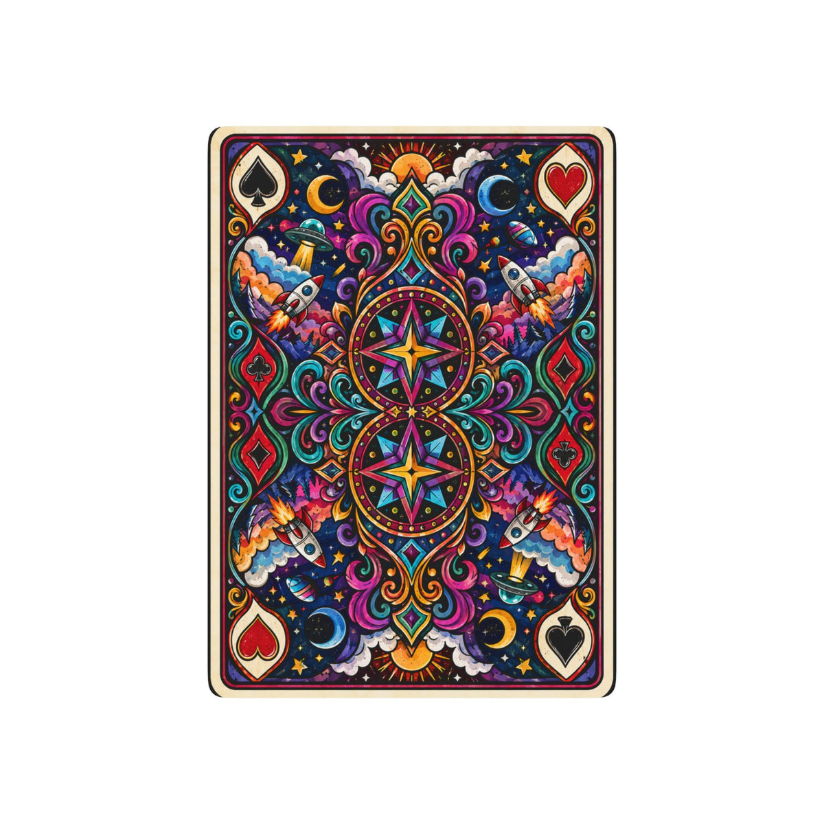 Psychedelic Starback Poker Playing Cards — Colorful Mandala Back Design