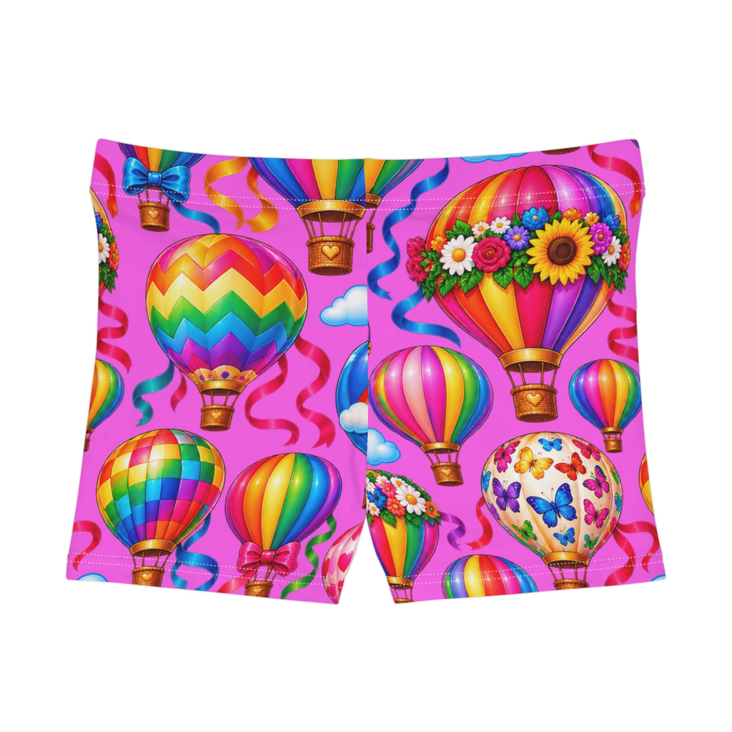 Hot Air Balloon Women's Shorts — Colorful Rainbow Print AOP