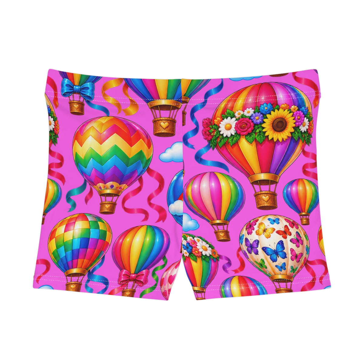 Hot Air Balloon Women's Shorts — Colorful Rainbow Print AOP