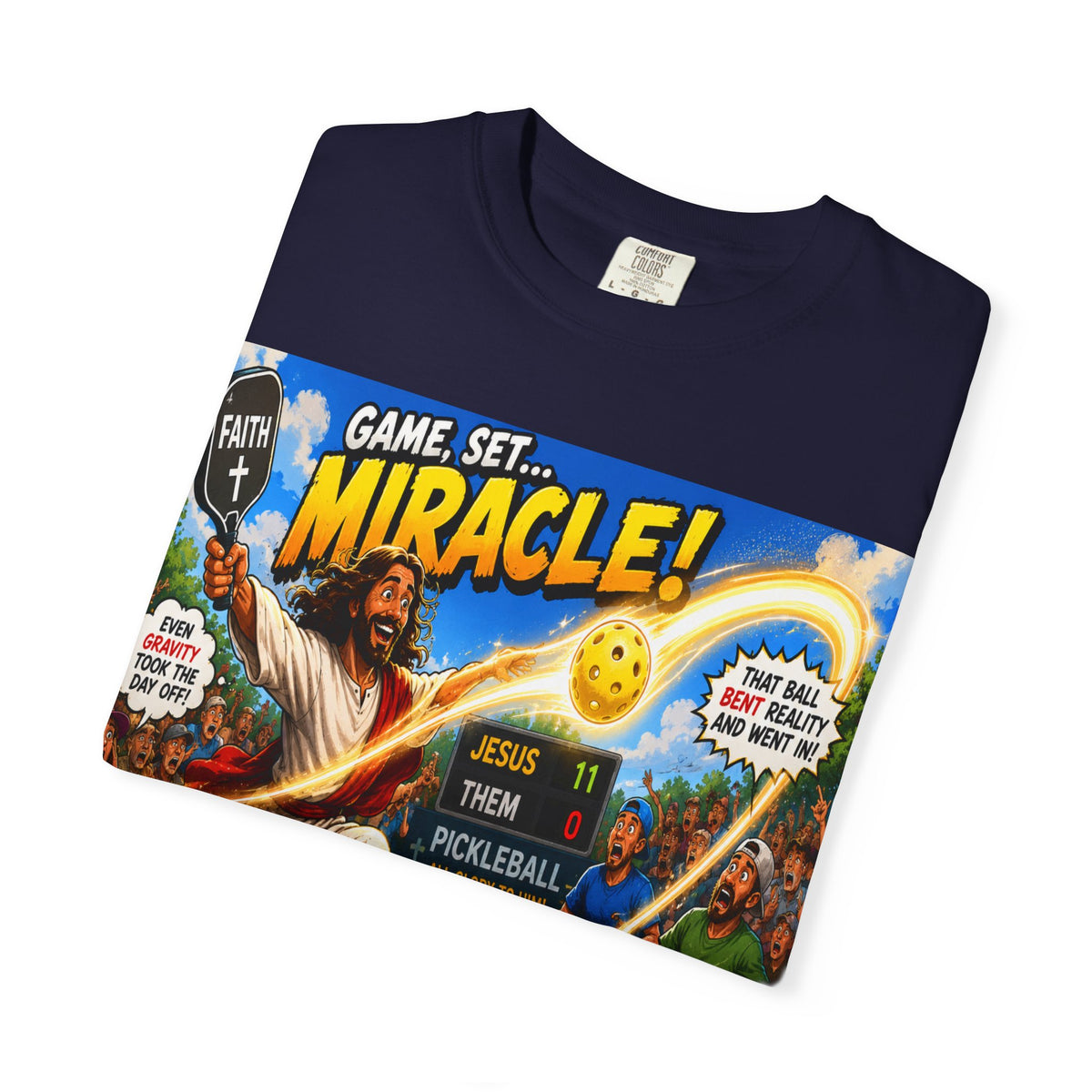Game, Set, Miracle! Jesus Pickleball Graphic T-Shirt