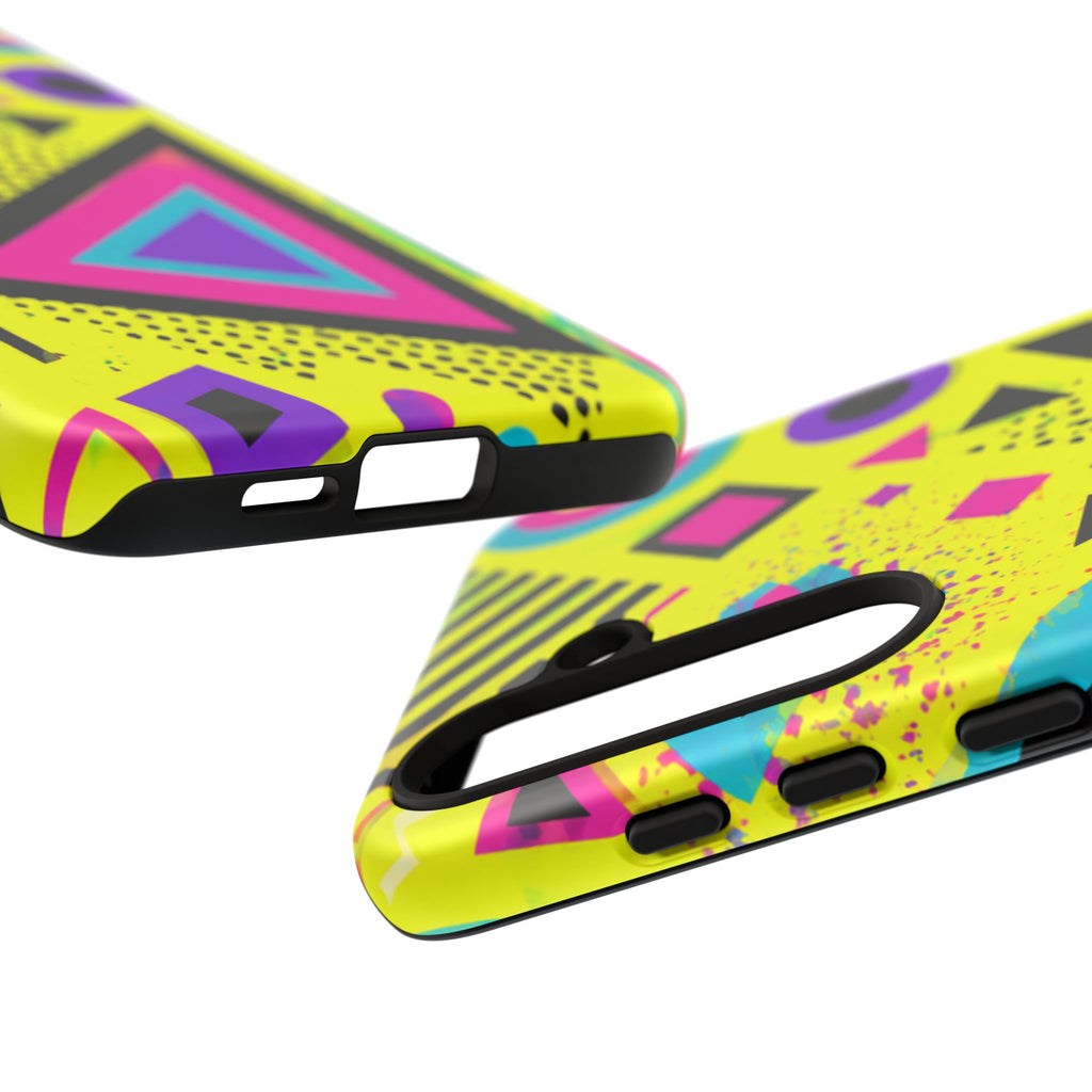 Retro 80s Geometric Phone Case — Neon Memphis Triangle Design