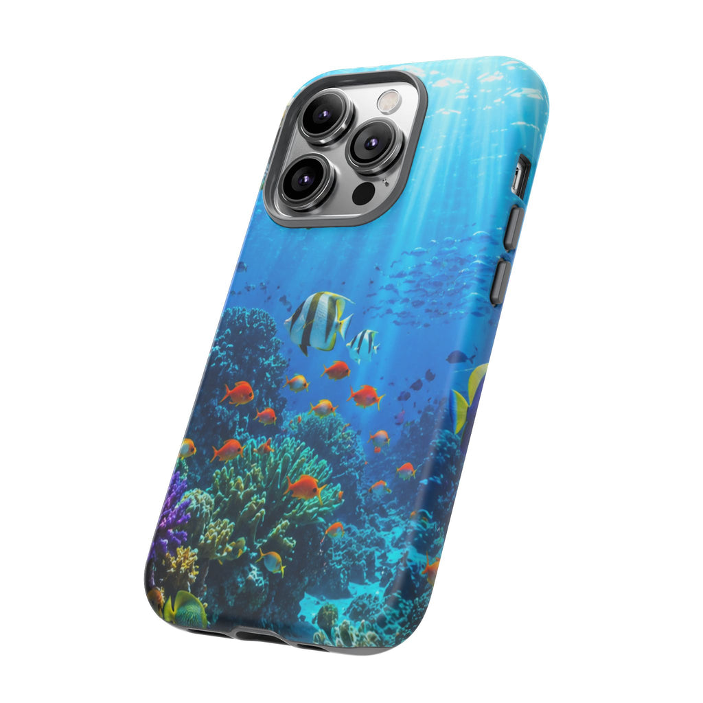 Underwater Ocean Life Tough Phone Case — Coral Reef & Sea Turtle Protective Cover