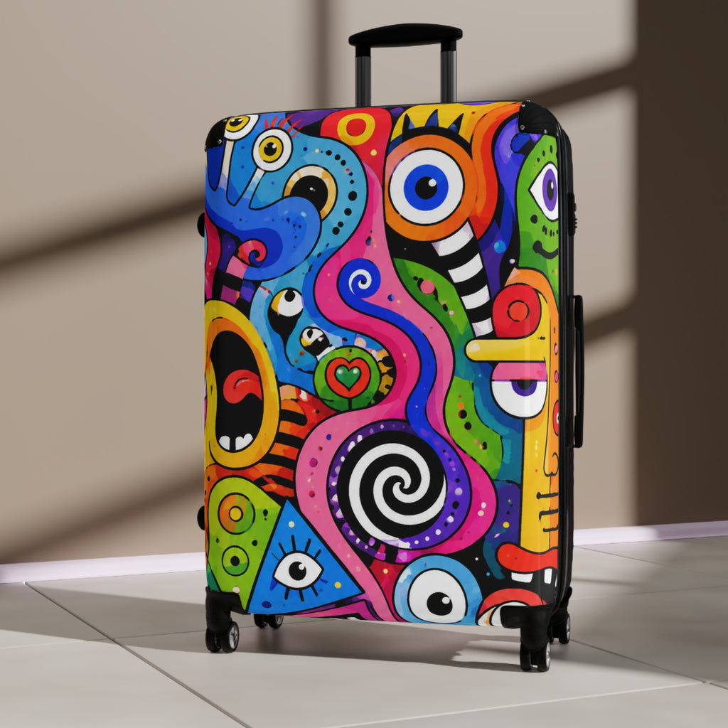 Colorful Abstract Art Suitcase – Vibrant Pop-Modern Carry-On for Travelers