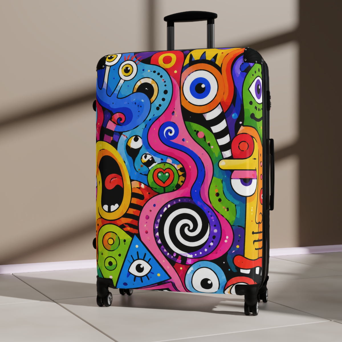 Colorful Abstract Art Suitcase – Vibrant Pop-Modern Carry-On for Travelers