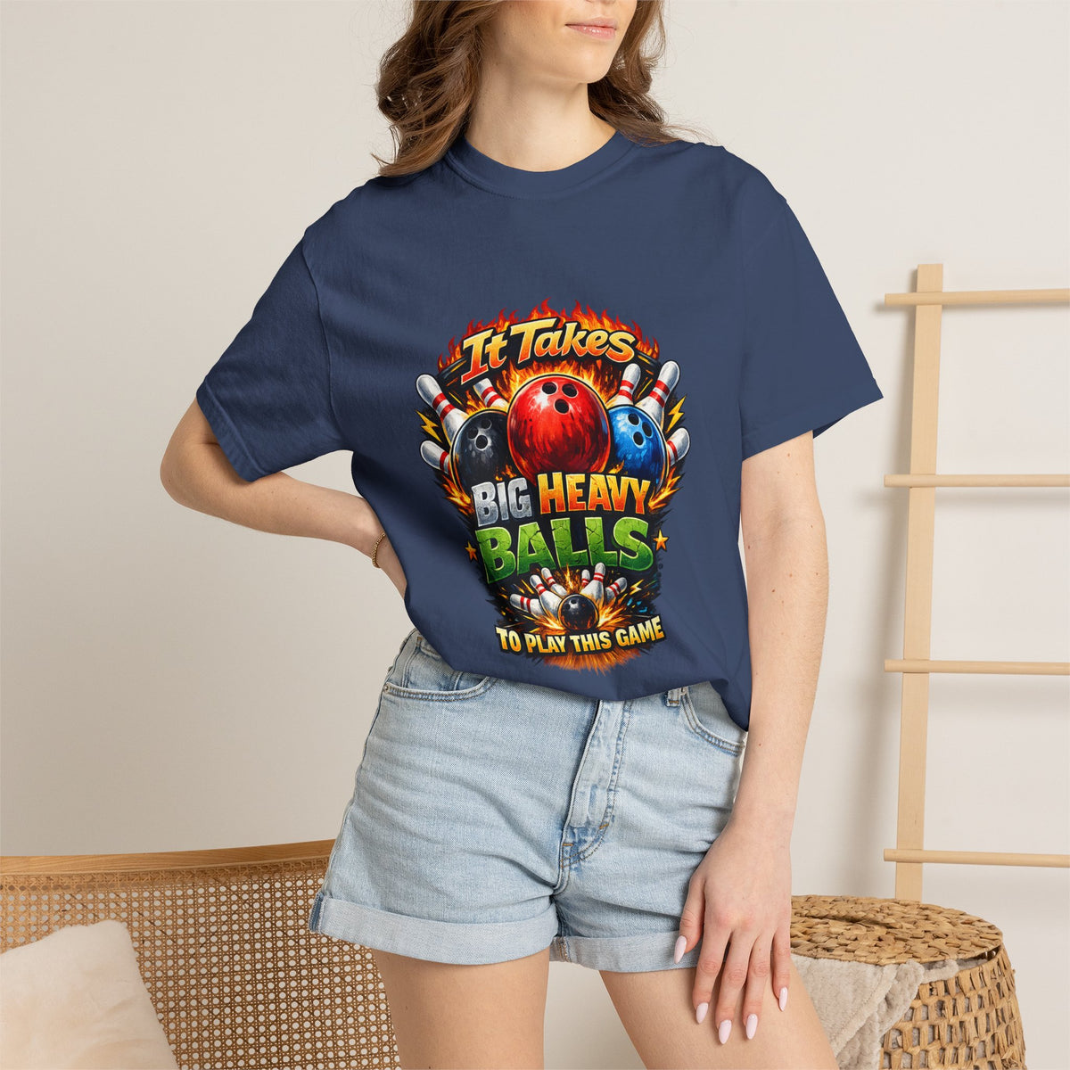 It Takes Big Heavy Balls To Play This Game T-shirt | Bowling Graphic Tee