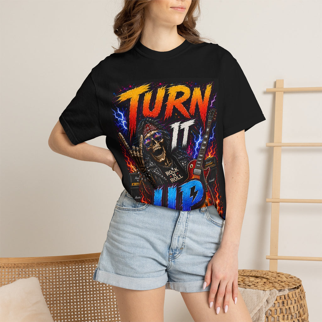 Turn It Up Skull Guitar T-shirt | Rock Metal Concert Tee