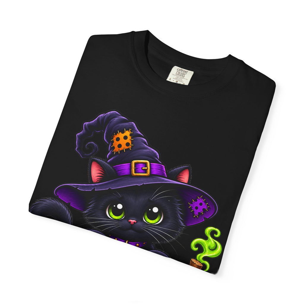 Black Witch Cat 'Bad Luck' T-Shirt | Halloween Pumpkin Skull