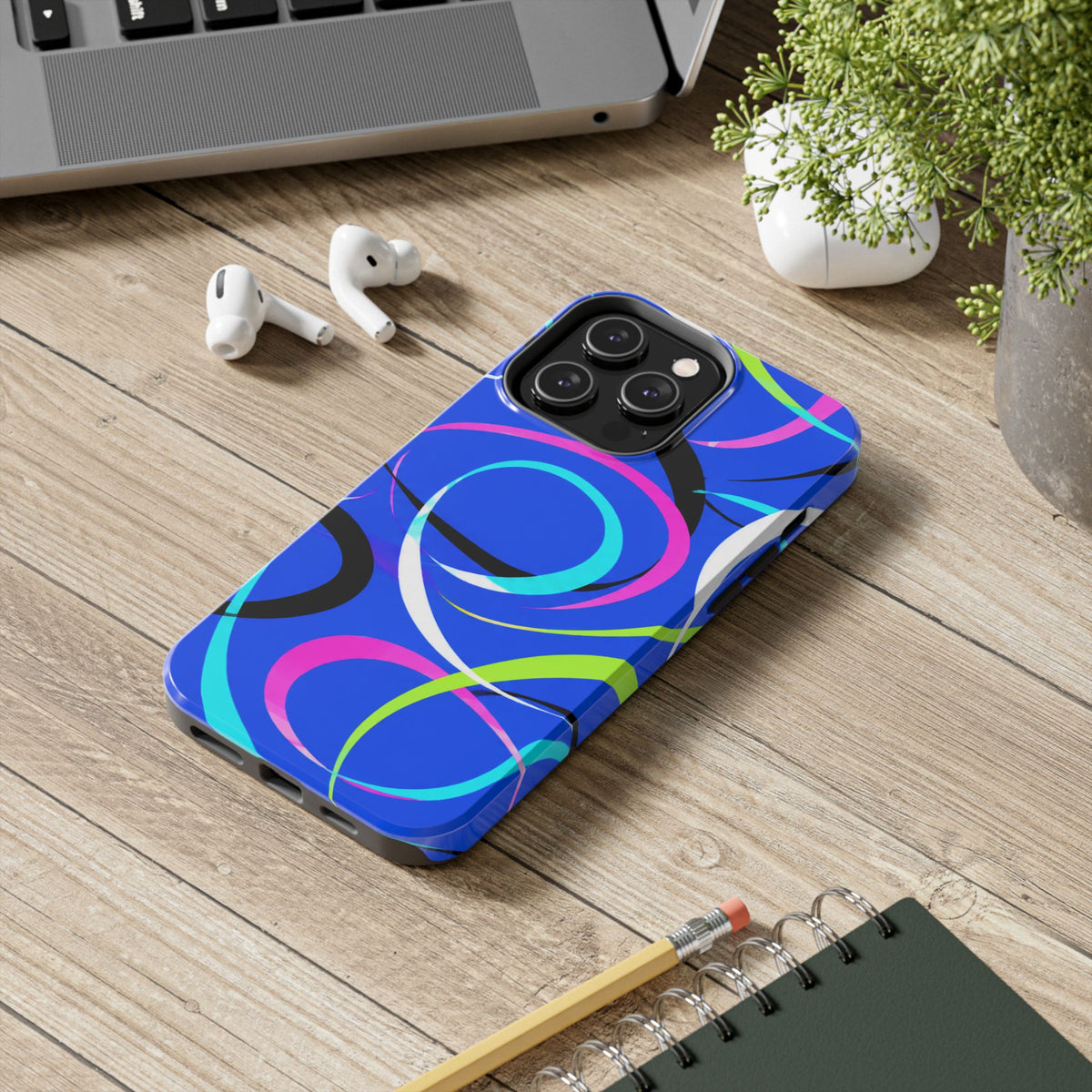 Tough Phone Case — Blue Abstract Swirl Protective Cover
