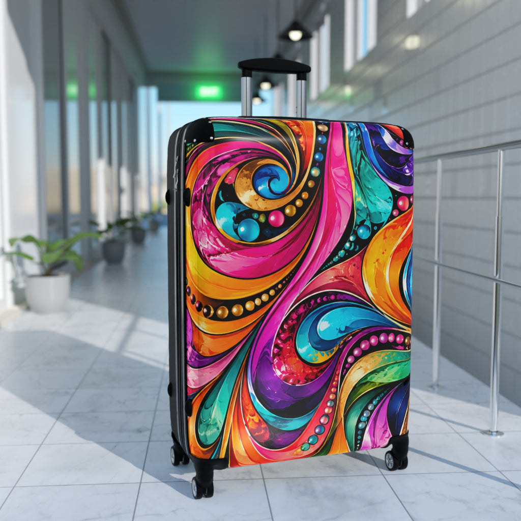 Colorful Swirl Carry-On Suitcase — Vibrant Abstract Travel Luggage