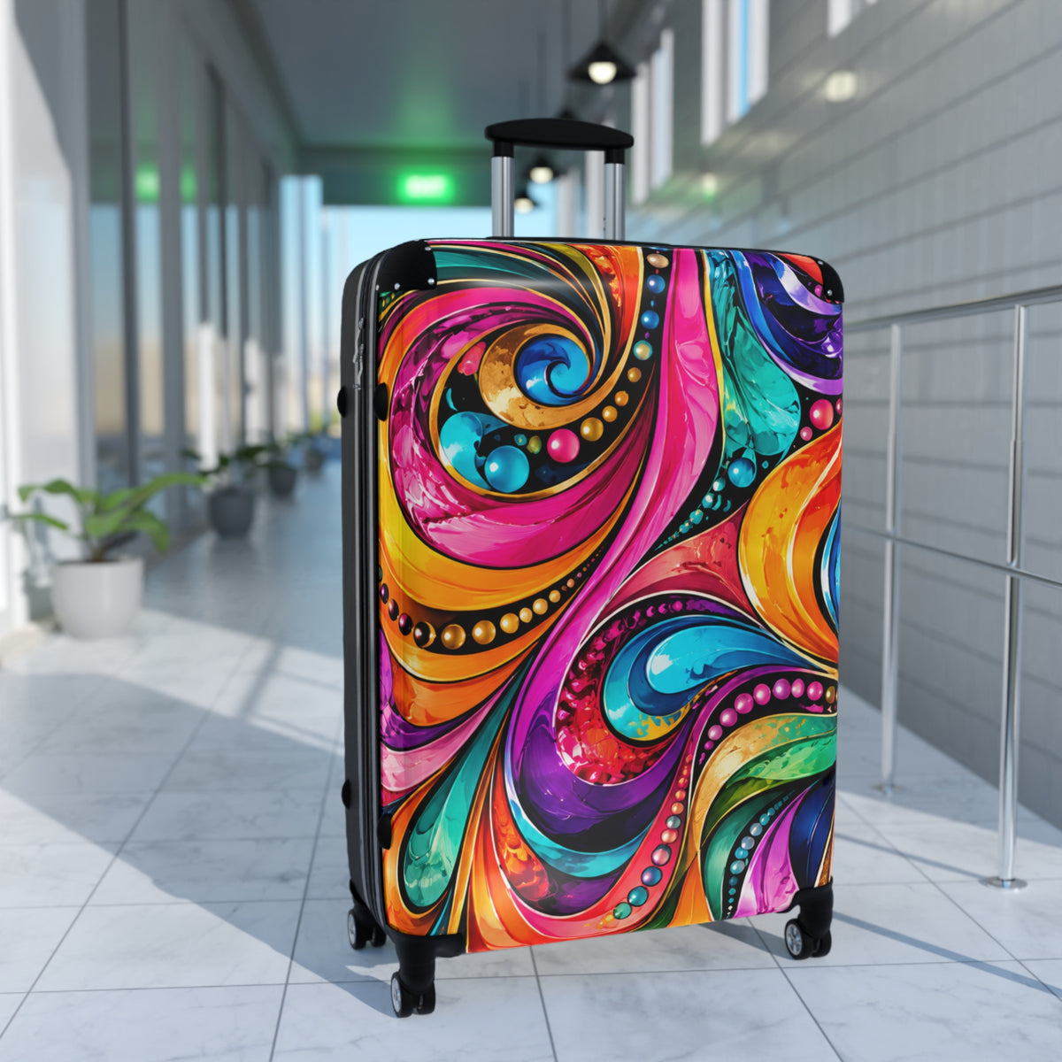 Colorful Swirl Carry-On Suitcase — Vibrant Abstract Travel Luggage