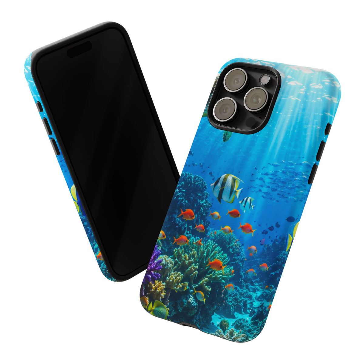 Underwater Ocean Life Tough Phone Case — Coral Reef & Sea Turtle Protective Cover
